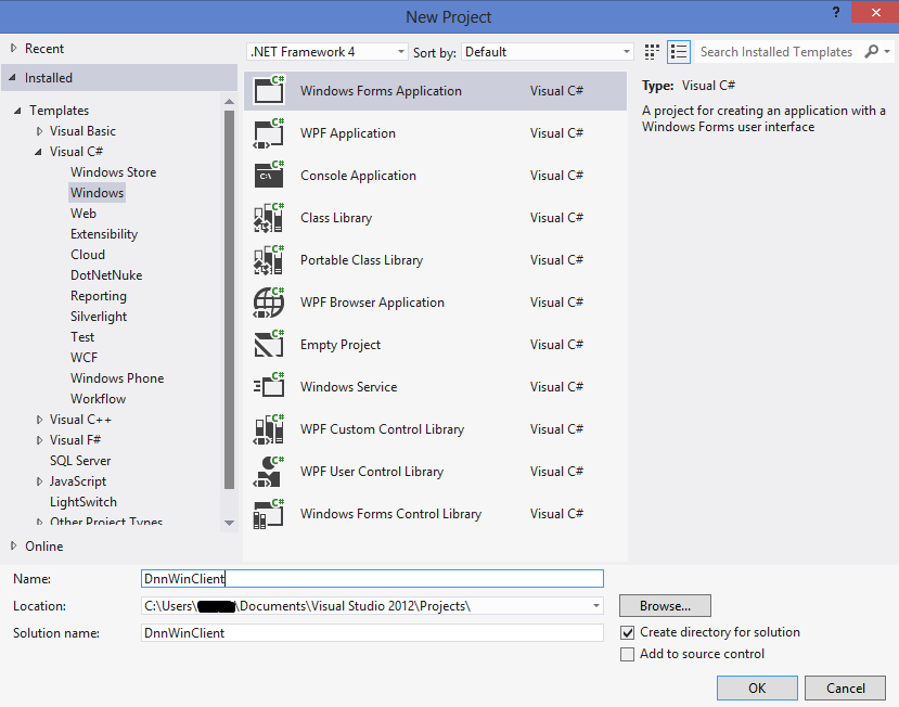 DnnWinClient - Windows Forms Project