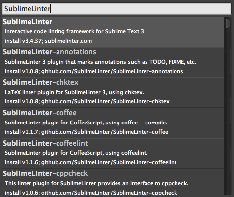 Package Control: Install Package – SublimeLinter
