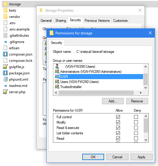 Properties Dialog - Security