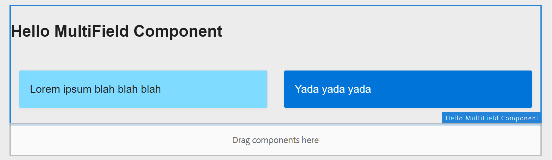 AEM Hello MultiField component on a page in author